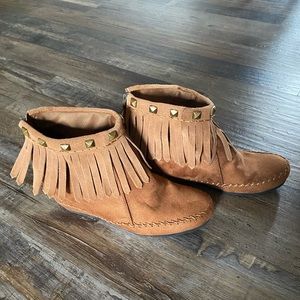 Mossimo Brown Suede Fringe Booties